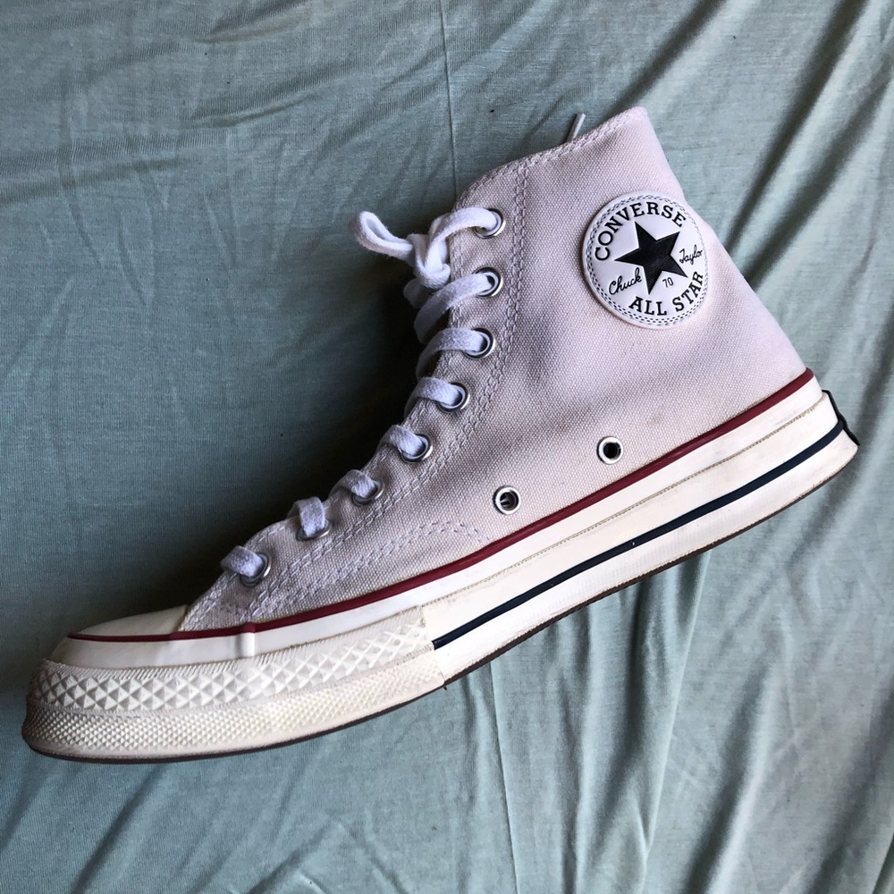 Converse All Star Chuck Lift High Shoes Womens 10 Men’s 8 Beige Cream Leather